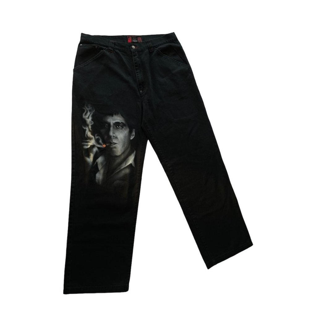 Scarface black denim pants tony montana